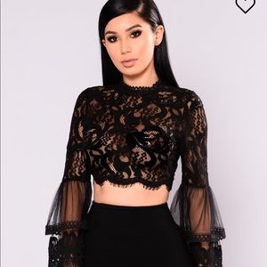 Black lace crop top